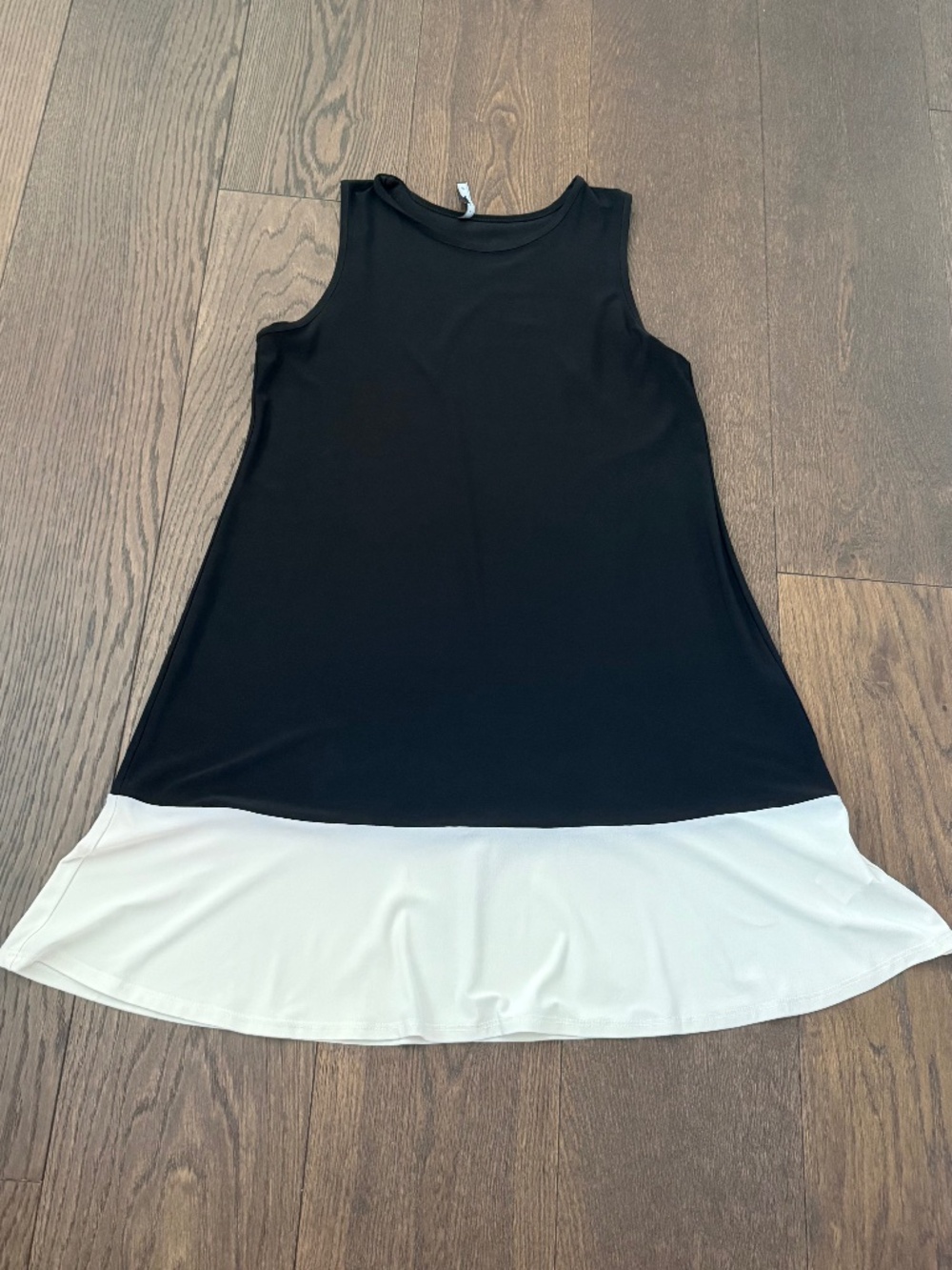 Tiana B Black White Colorblock Sleeveless A-Line Dress PM Petite Medium